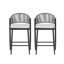 Tabourets de comptoir d'extérieur à structure en métal à hauteur d'assise de 26 po avec dossier en forme de feston en rotin PE, ensemble de 2-1743409345-1743409355