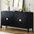 4-Door Retro Black Sideboard - Meets Your Storage Demands In Style With Distressed Appearance Creates A Vintage Look-951114373