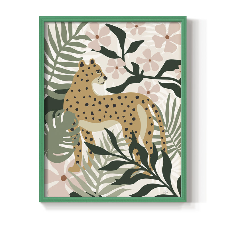 «Jungle Cat I», reproduction encadrée - bois massif, H 11 po x l 9 po, Vert
