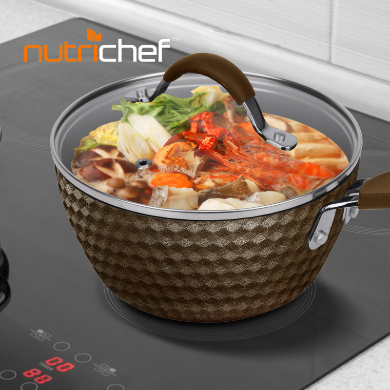 NutriChef 1.7 qt. Aluminum Non-Stick Soup Pot