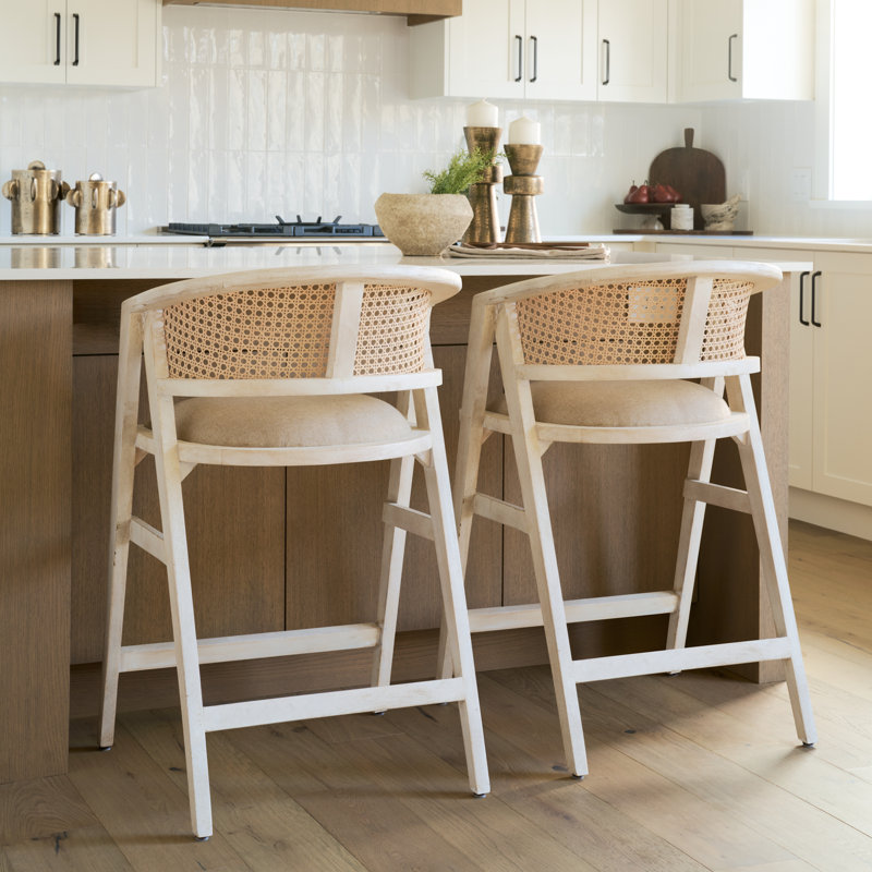 Solid Wood Arm Chair in Blonde, Bar Stool (30.75" Seat Height)