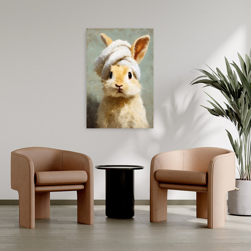 «Bathroom Bunny», art mural abstrait romantique moderne, 36" H x 24" W