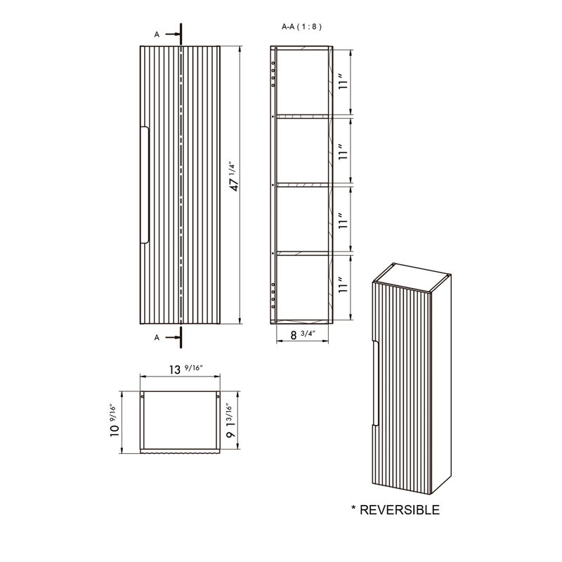 Haute armoire d'appoint DAX Kyoto 48 pouces, Valenti