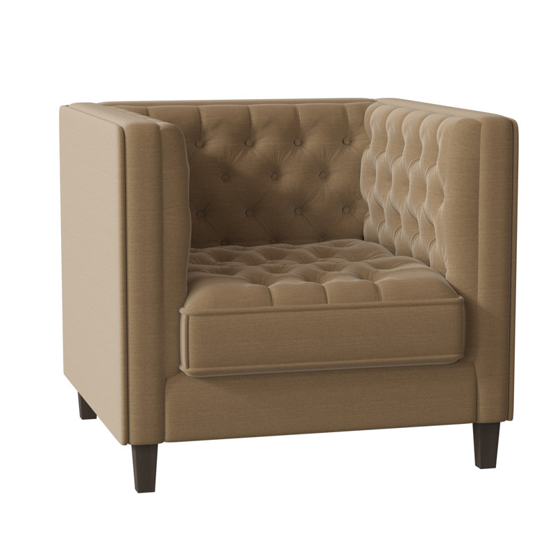 Jess Tufted Armchair, Sachi Chocolate, Brown Mahogany