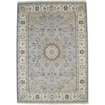 Tapis bleu clair en laine noué à la main 5X7