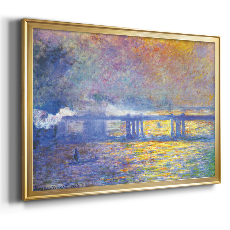 "Charing Cross Bridge", reproduction d'art encadrée sur toile par Claude Monet, H 14 po x l 20 po x P 1,5 po, Or