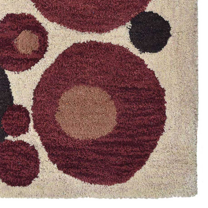 Tapis écologiques en laine touffetée à la main de 9 pi x 12 pi Beybut - de couleur rouge beige, de conception moderne et contemporaine, de tapis épais antidérapants faits à la main pour le salon, la chambre à coucher