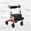 Fauteuil roulant Rollator avec roues réglables de 8 po et siège rouge