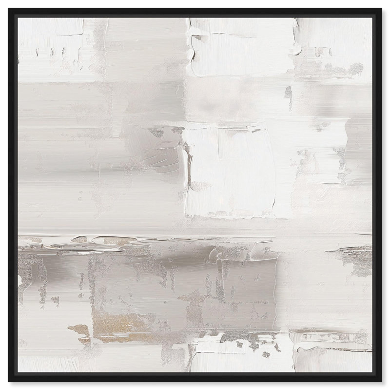 Tapisserie glaciaire par Art Remedy, H 21 po x l 21 po, Cadre flottant, Noir