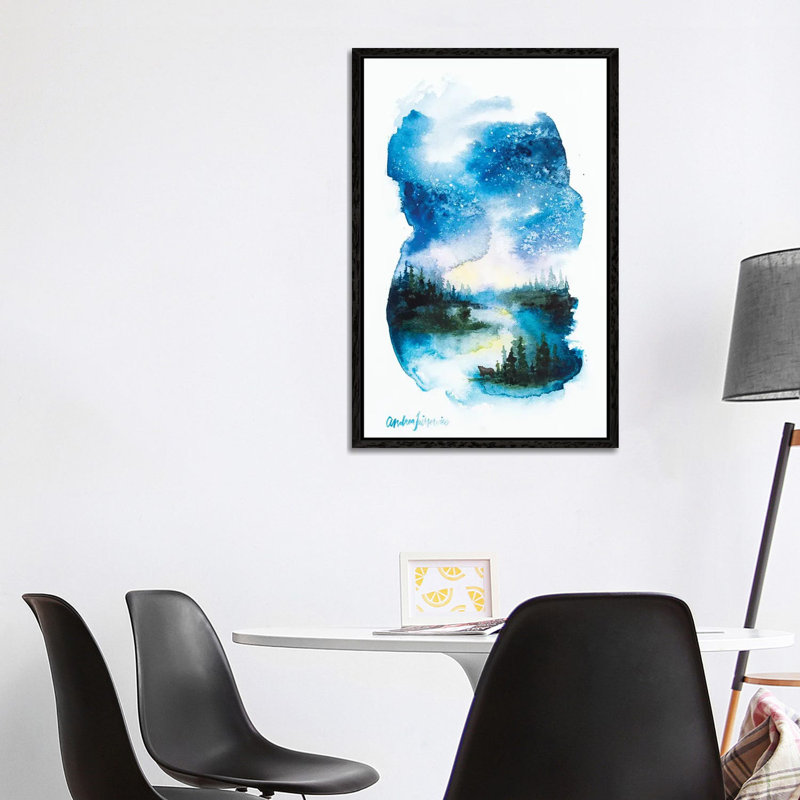 Night Reflections by Andrea Fairservice - Painting on Canvas, Black Framed, 66.04 cm H x 45.72 cm W
