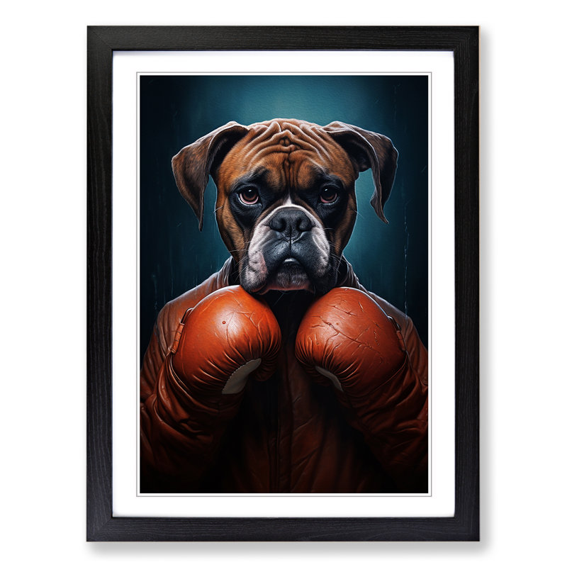 Boxer Dog Conceptual No.2 - Framed Print, 46cm H x 34cm W x 2cm D, Black Framed