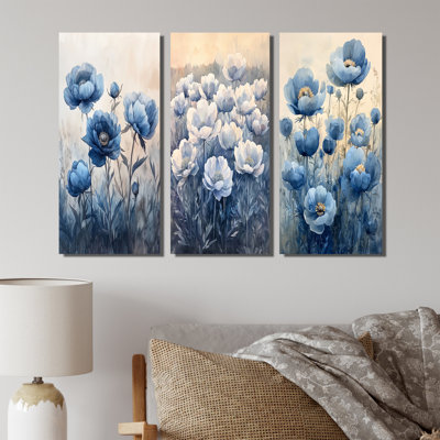 Pivoines bleues sombres dans le pâture I - Collection de décorations murales pivoines