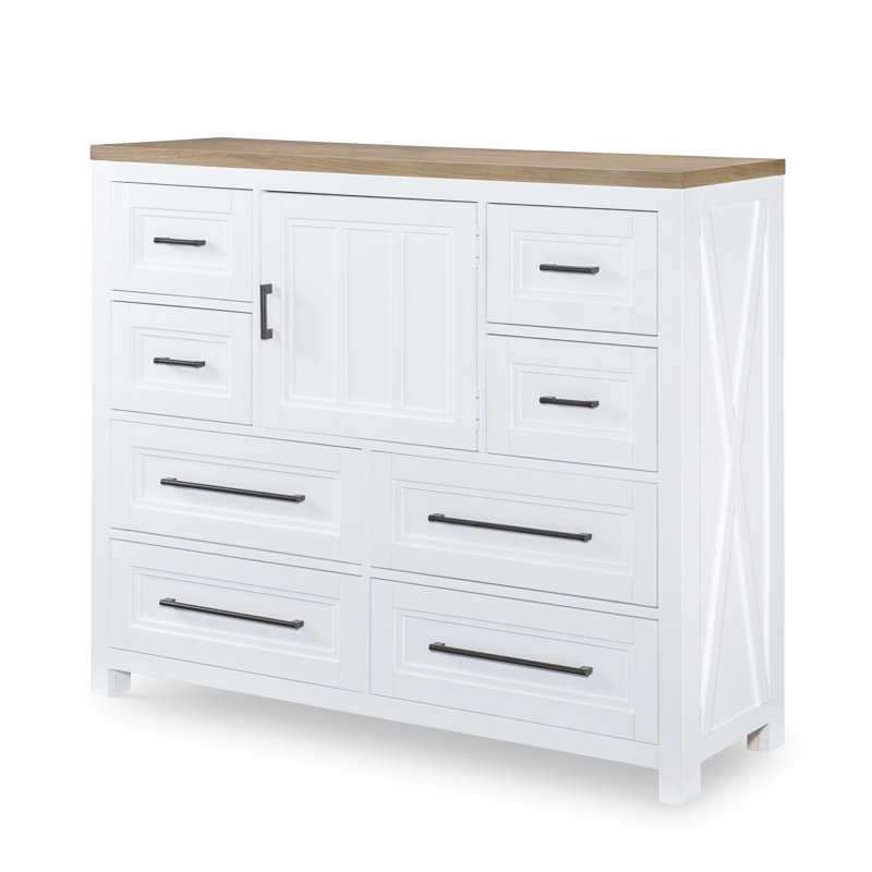 Commode en bois massif à 8 tiroirs Leyva