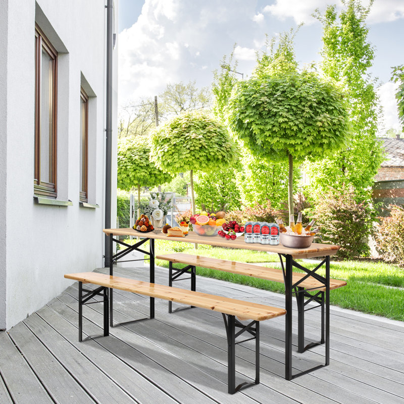 Aleacia 6 - Person Patio Dining Set with Rectangular Table, Wooden 