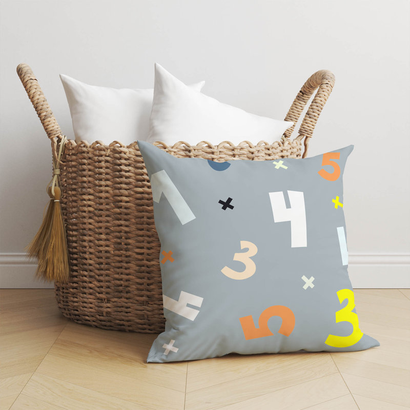 Coussin Numéros, Bleu ardoise / bleu, H 26 po x l 26 po