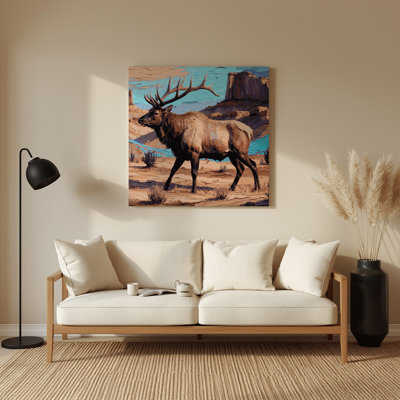 Southwestern Animals Elk 26 Gray Metal Wall Art