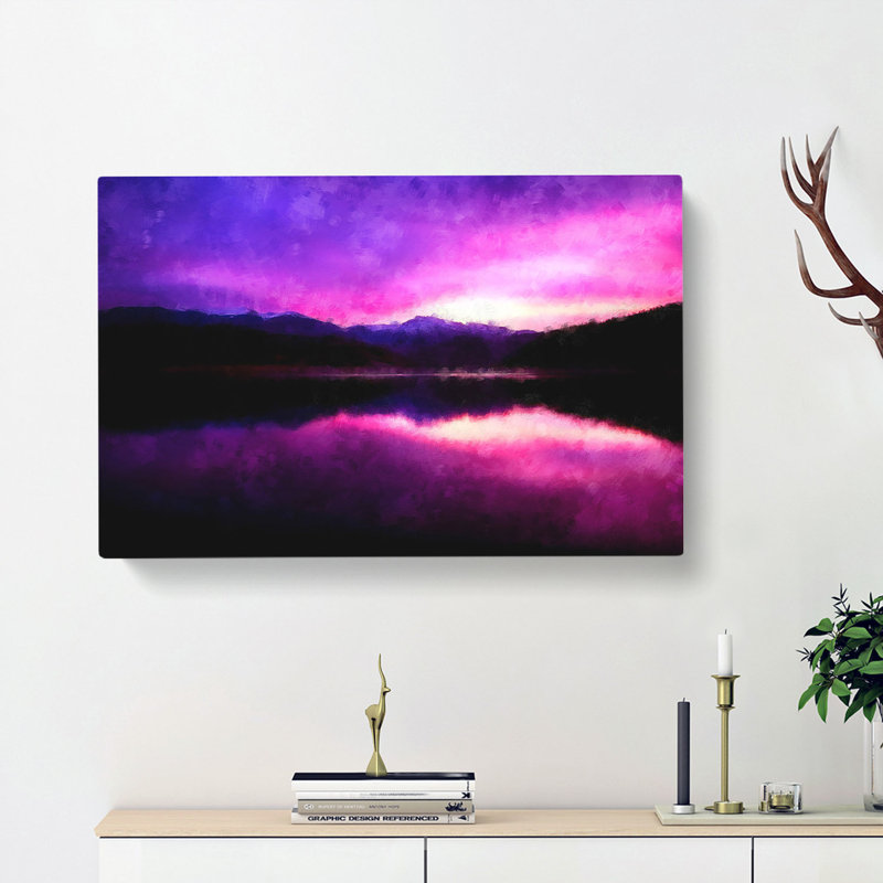 Purple Mountains - Wrapped Canvas Painting, 50cm H x 76cm W x 3cm D