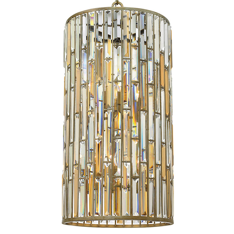 Gemma Six-Light Tall Drum Pendant w/ Crystal Rectangular Prisms