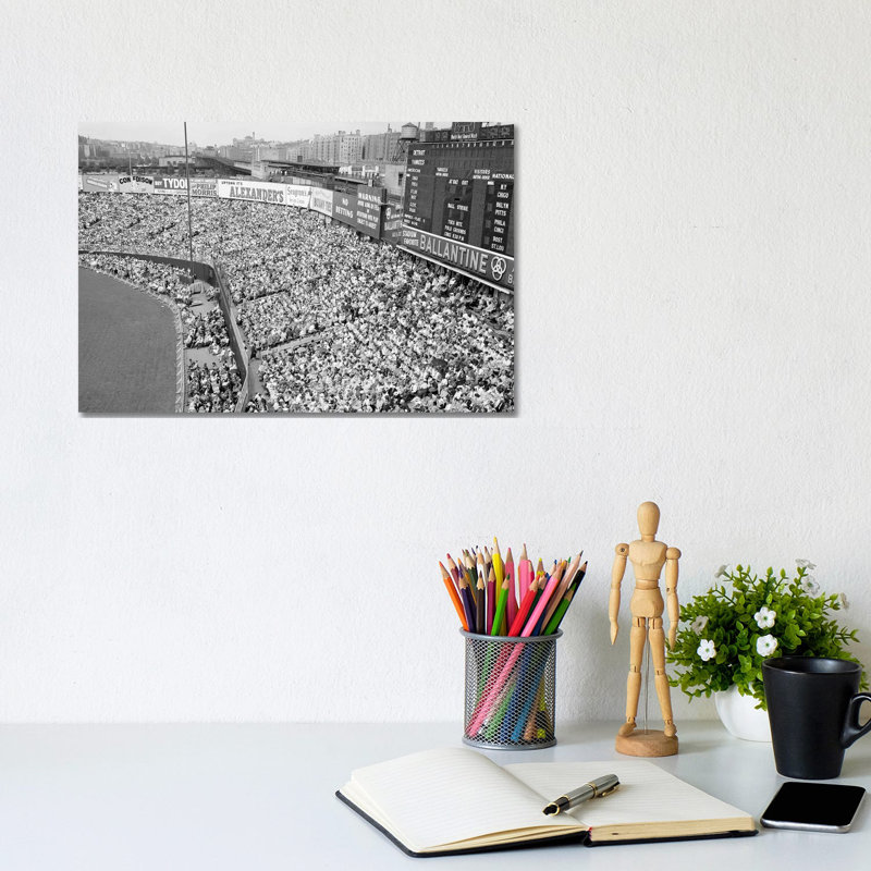 1940s-1950s Large Crowd Yankee Stadium Bronx NYC Bleachers Advertising Signs Around the Stadium New York City NY USA 1 Piece Wrapped Canvas Wall Art