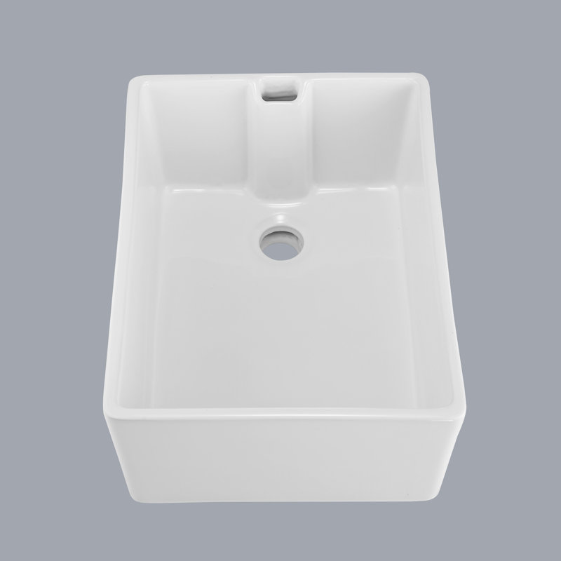 23.6" White Gloss Ceramic Undermount Single Bowl Kitchen Sink