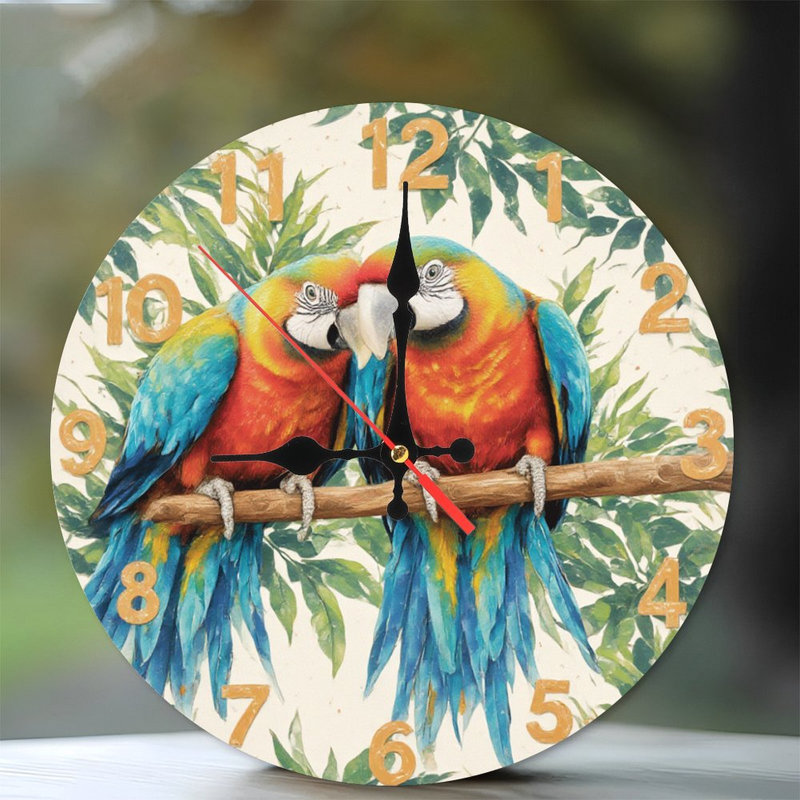 Clock Face With Parrots On Branch