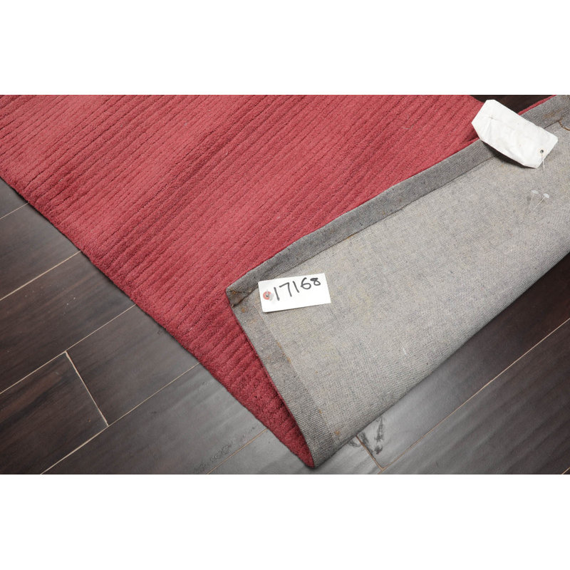 Handmade Handwoven Wool Raspberry Rug