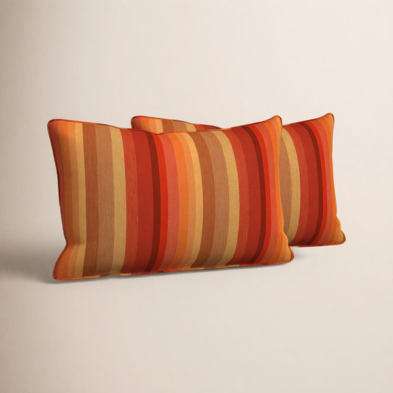 Boynton Striped Sunbrella® Outdoor Reversible Throw Pillow, 13" H x 20" W, Astoria Sunset Sunbrella®