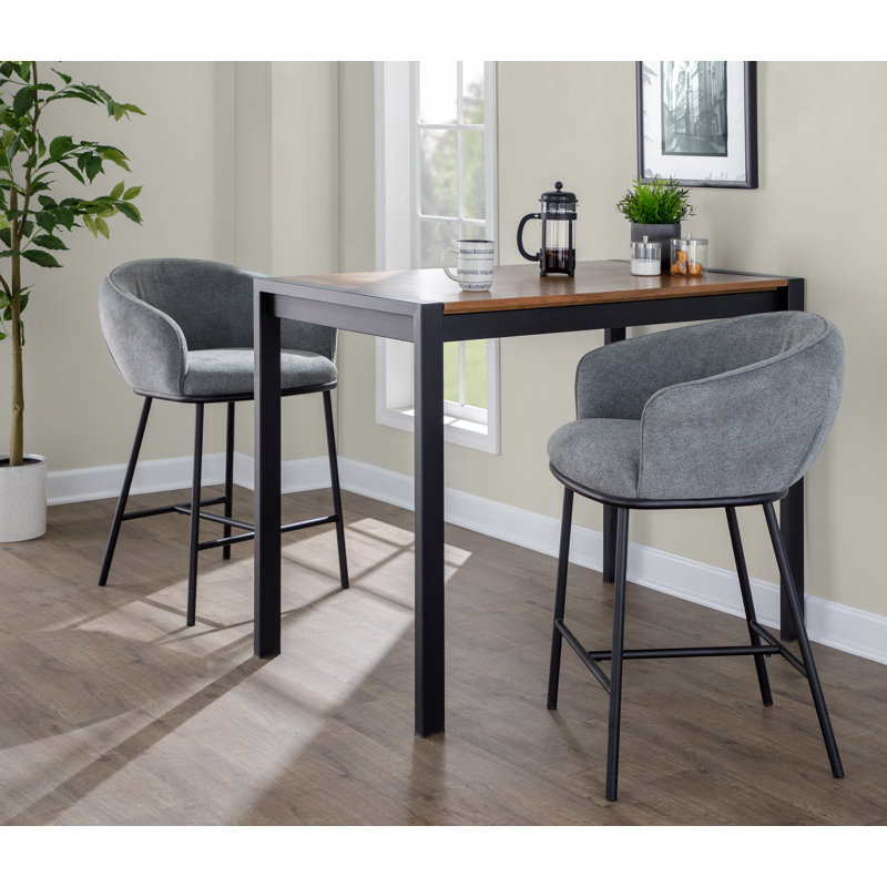 Kateryn 25.5" Upholstered Counter Stools, Gray