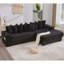 Canapé modulaire en L 110,75 po, canapé modulaire en velours côtelé, avec repose-pieds mobile, porte-gobelets, 8 coussins décoratifs, poche latérale, déplier dans un lit, noir-173690987