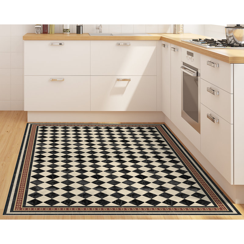 Calero Vinyl Machine Printed Area Rug, Rectangle 3'3.4" x 4'11.1"