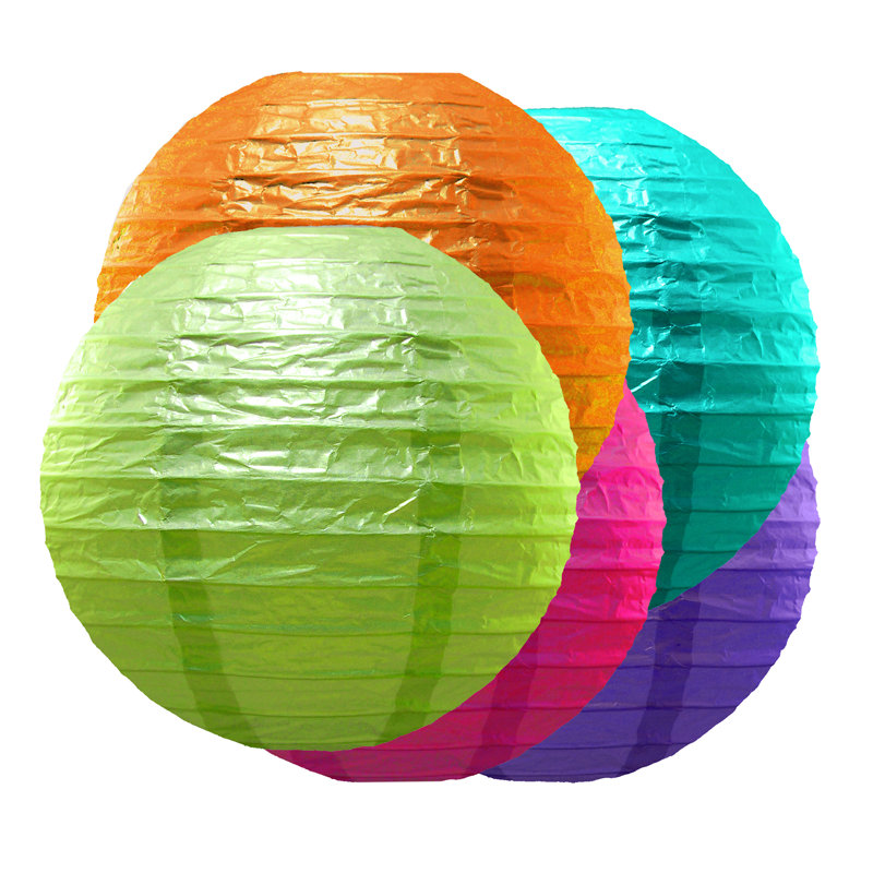Round Paper Lanterns - 5 Count, Multicolor