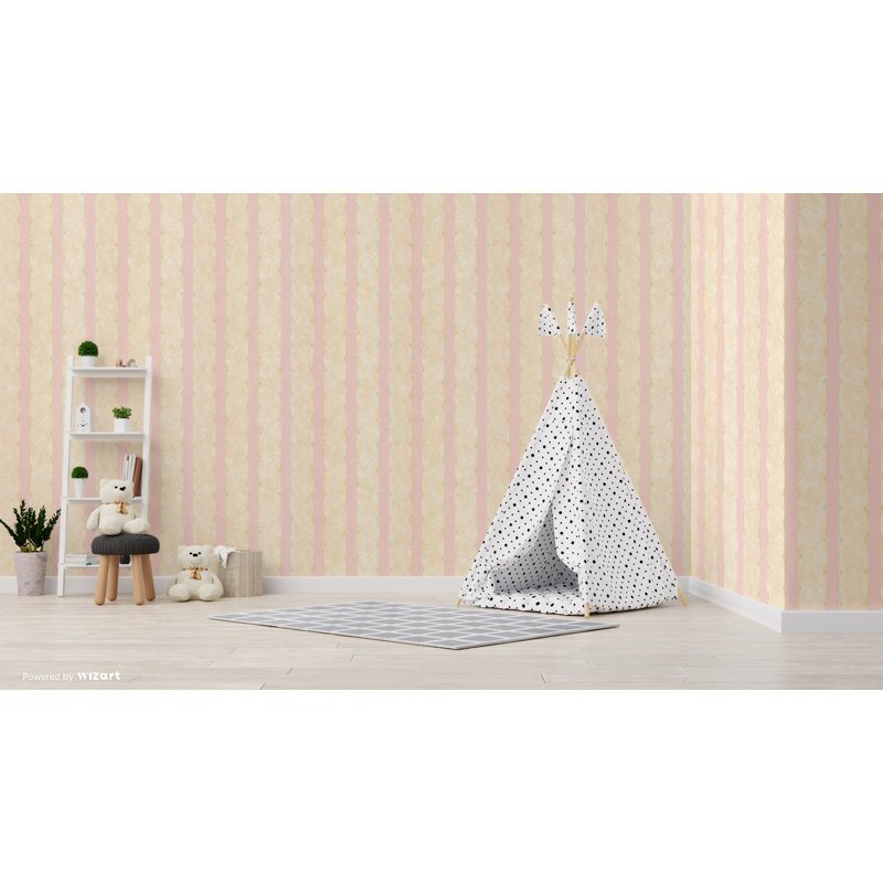 Dolphin Stripe 10m x 53cm Wallpaper Roll, Light Pink