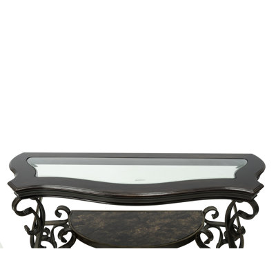 Table magnifique : dessus en verre, papier marbré, piètement en métal. Élégante table avec plateau et rangement en placage de bouleau.