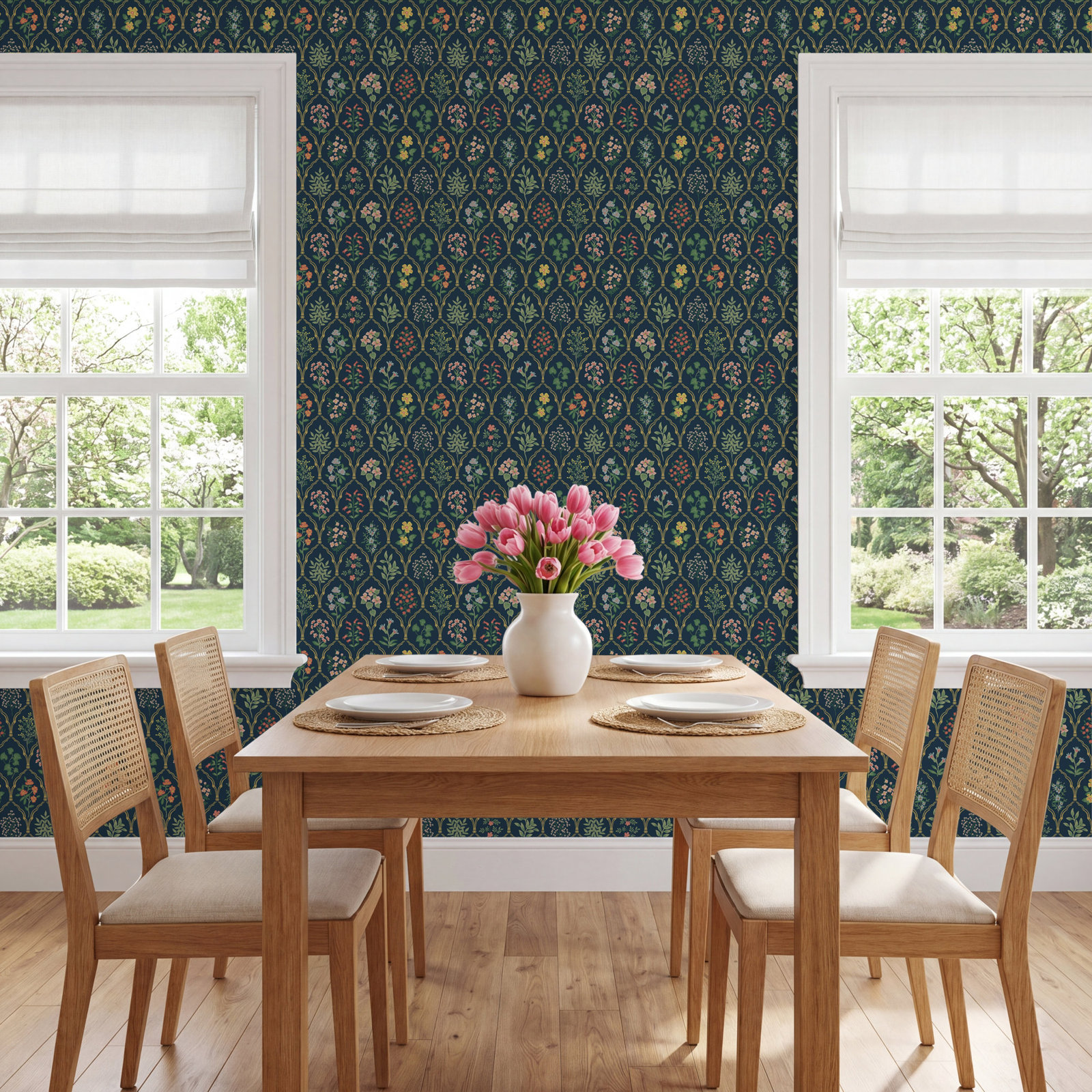 Hawthorne Wallpaper Roll, Navy