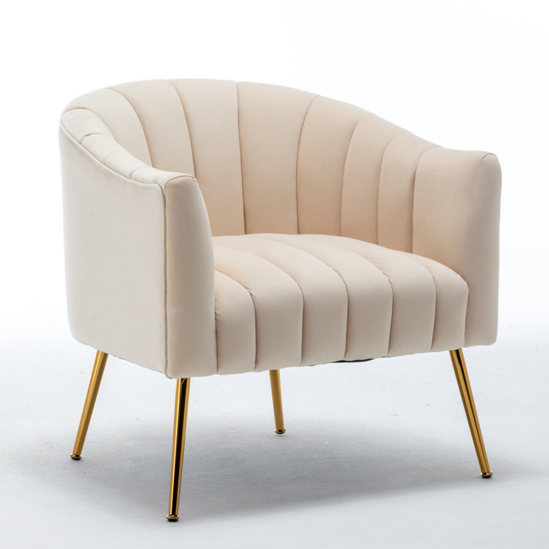 Velours capitonné large de 28 po Murrow, Velours beige, 1