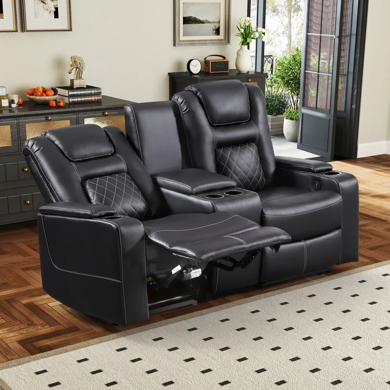 Ensemble de salon de cinéma inclinable électrique 3 pièces avec chargement USB et rangement et porte-gobelets Drennen