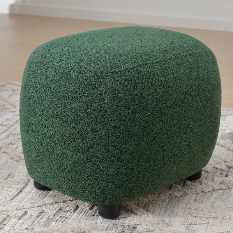 Overstreet 23" Wide Boucle Upholstered Ottoman, Green Boucle