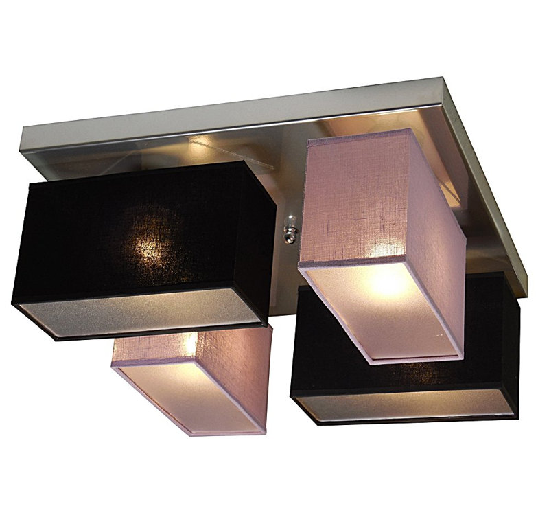 Partridge Fabric Semi Flush Mount, Black/Purple