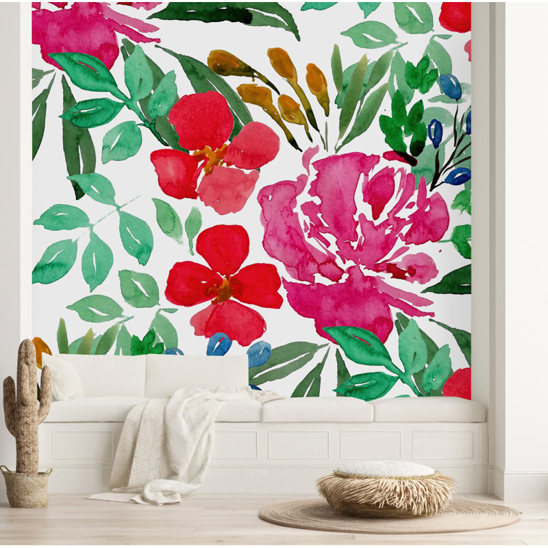 Floral Wall Mural, 8.33' W x 8.33' L