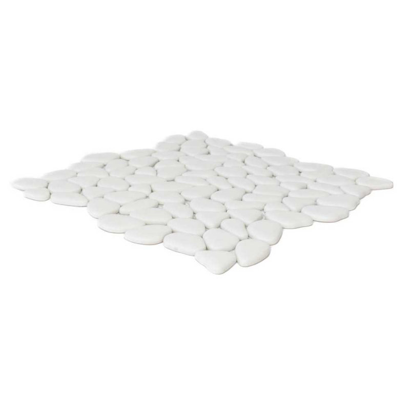Huron Glass Pebbles Mosaic Tile, White