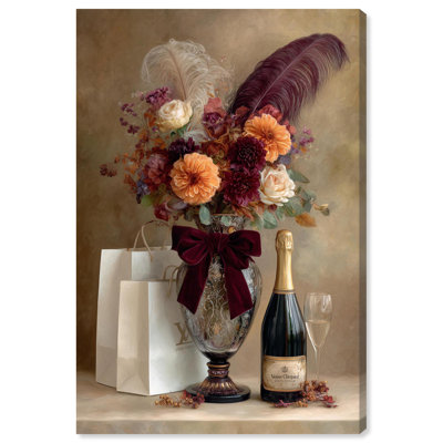 "Red Floral Feathers", impression sur toile par Art Remedy