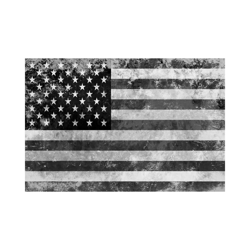 Drapeau des États-Unis «Melting Film» en noir et blanc II - reproduction, H 32 po x l 48 po x 1,5 po, Toile tendue