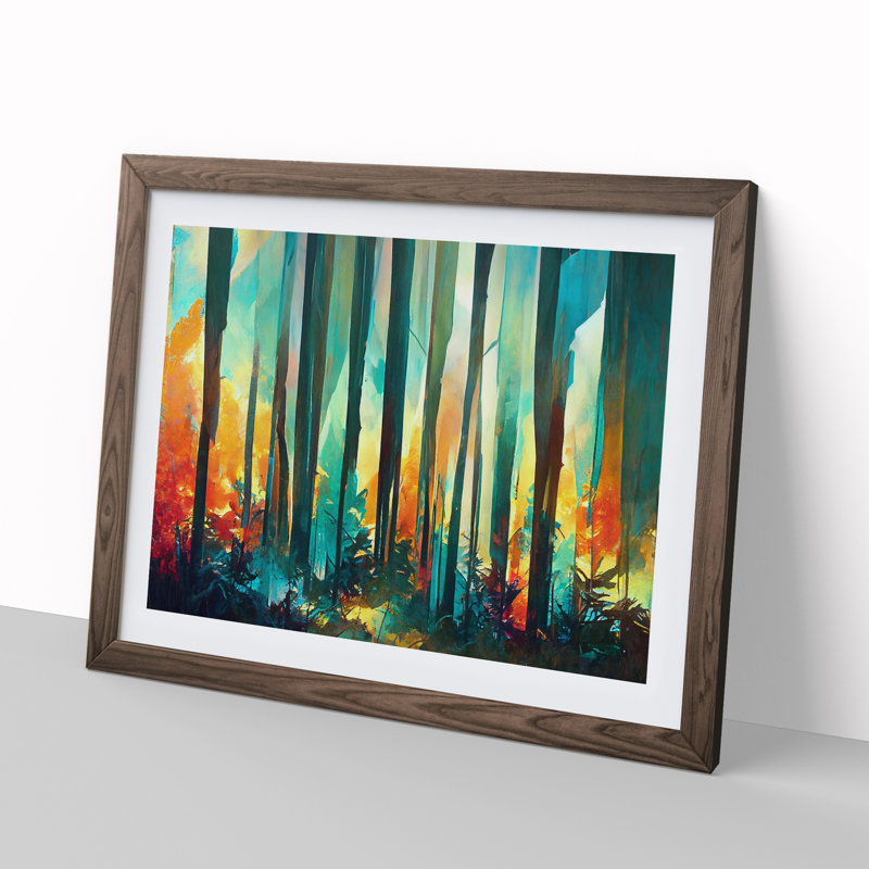 Captivating Abstract Forest Vol.3 1 Piece Single Picture Frame Painting, 25cm H x 34cm W x 2cm D, Walnut