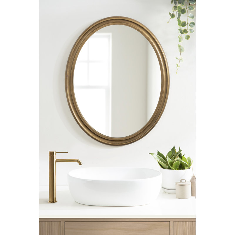 Jorah Solid Wood Flat Mirror, Gold