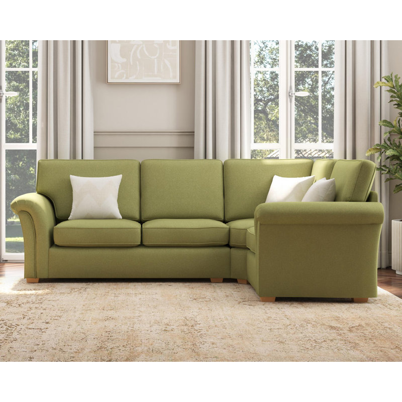 Castleacre Corner with two seats, Fixed Back, Olive Polyester, Left Hand Facing