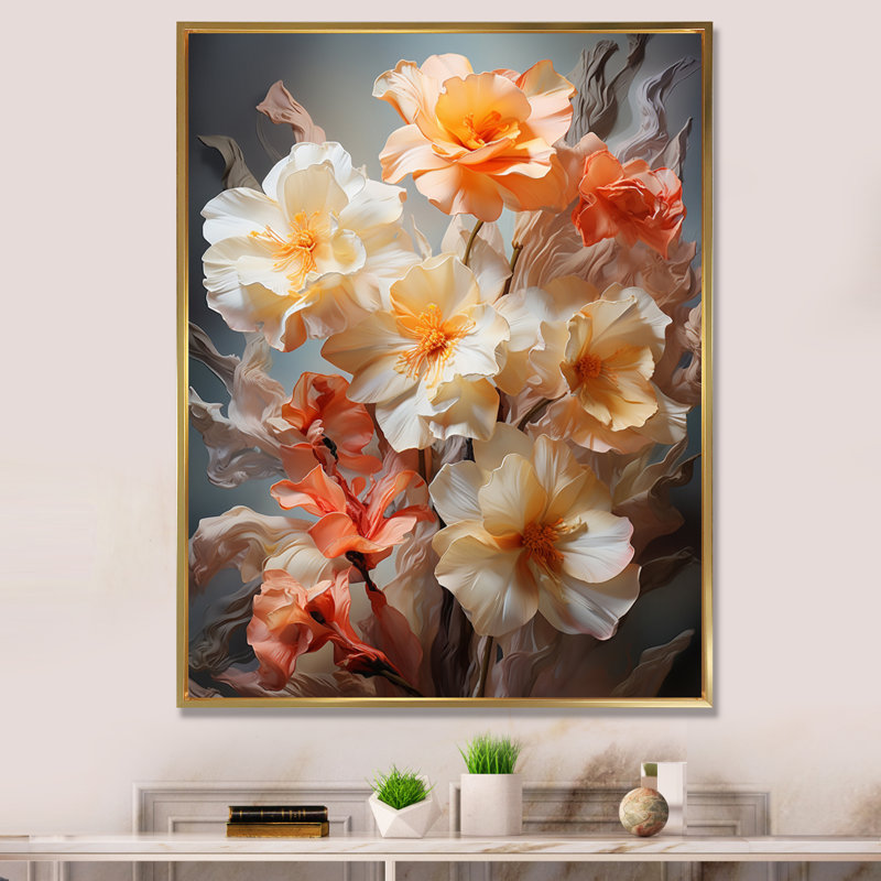 Vyolet DAffodils, impression romantique, H 20 po x l 12 po x P 1 po, Cadre flottant doré