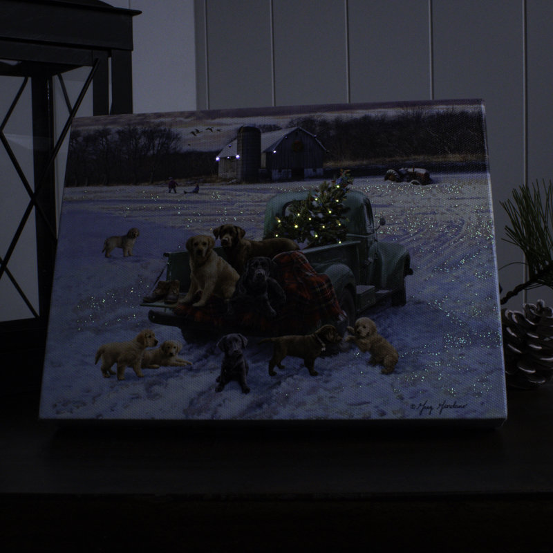 Pups and Pick up 8x6 Lighted Tabletop Canvas