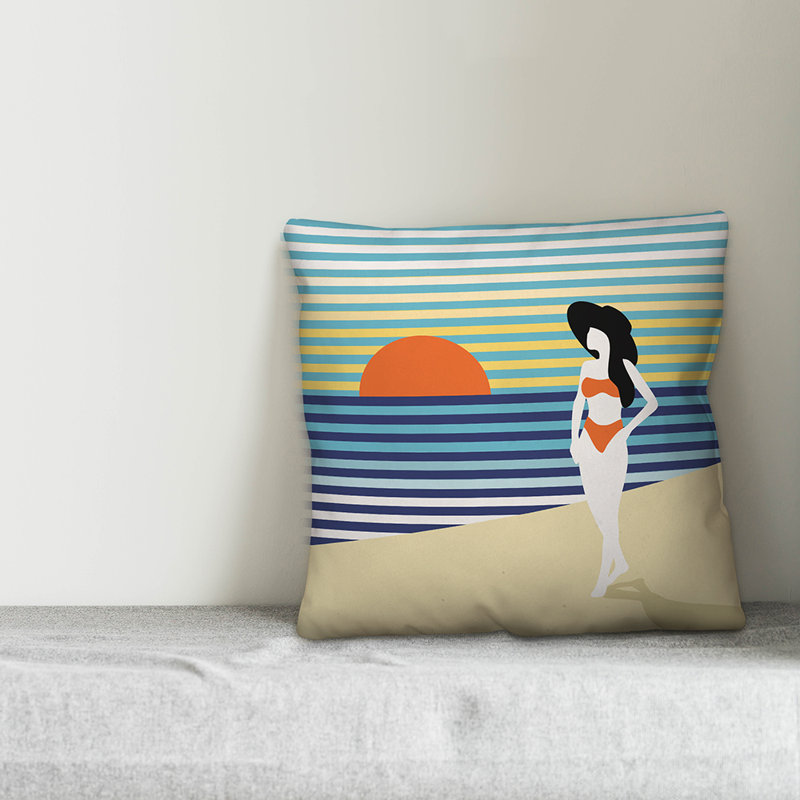 Coussin décoratif d'intérieur/d'extérieur, H 16 po x l 16 po, Polyester / Bourre en polyester