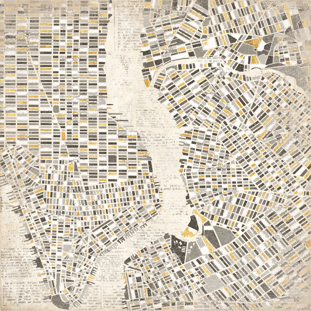 Leinwandbild Neutral New York Map von Laura Marshall