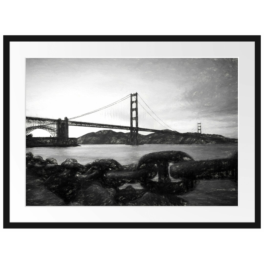 Gerahmtes Papierbild Golden Gate Bridge